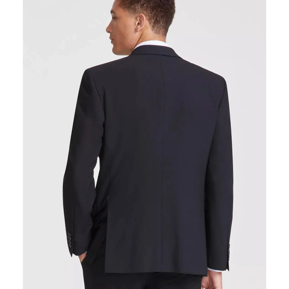 DKNY Suit Jacket Men Size 42L Black Solid Modern Fit Stretch DURAN NWOT